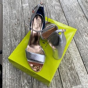 NEW WITH BOX | Ted Baker | silver high heel sandals | size US 8.5 EU 39